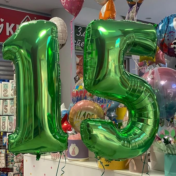 Dark Green Number 5 Balloon 40 Inch, 5th Birthday Party Decorations for Children, Giant 5 Foil Balloon for Party Supplies