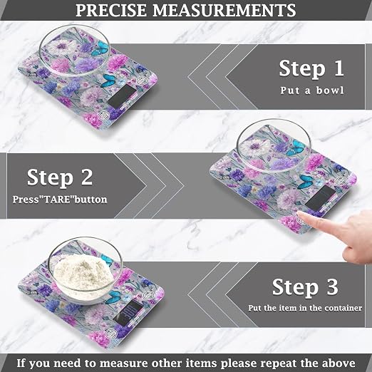 Food Scale Kitchen Scale Food Weight Scales Digital Weight Grams and Ounces Small Electronic Food Scale for Baking Cooking Grey Pink Corflower Butterfly