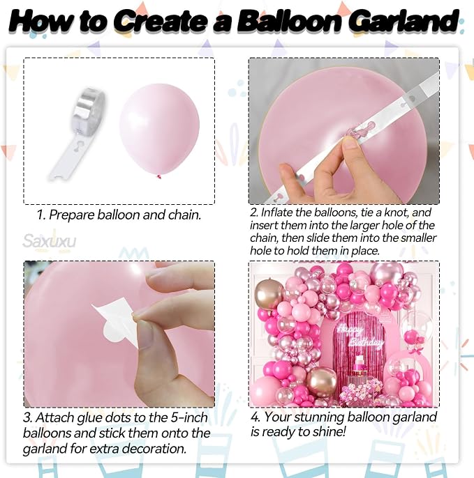 Pink Balloon Arch Kit, Pink Balloon Garland Arch Kit, Rose Gold 4d Round Foil Balloons, Macaron Light Metallic Latex Helium Clear Balloons For Girls Women Birthday Baby Shower Party Wedding Decor