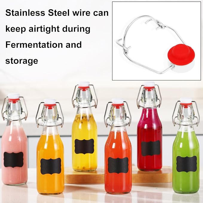 12 Pack 8.5oz Flip Top Glass Bottles,8.5oz swing top glass bottles with airtight lids for Home Brewing,2nd Fermentation,Kombucha,Kefir,Vanilla Extract,Juice,Tea,Beverages,Soda,Oils,Vinegar,Limoncello