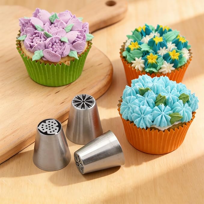 12 Pcs Large Russian Piping Tips Set with Storage Case, 304 Stainless Steel Icing Nozzles, Cake Decorating Tools for Cupcake, Cookie, Dessert Baking