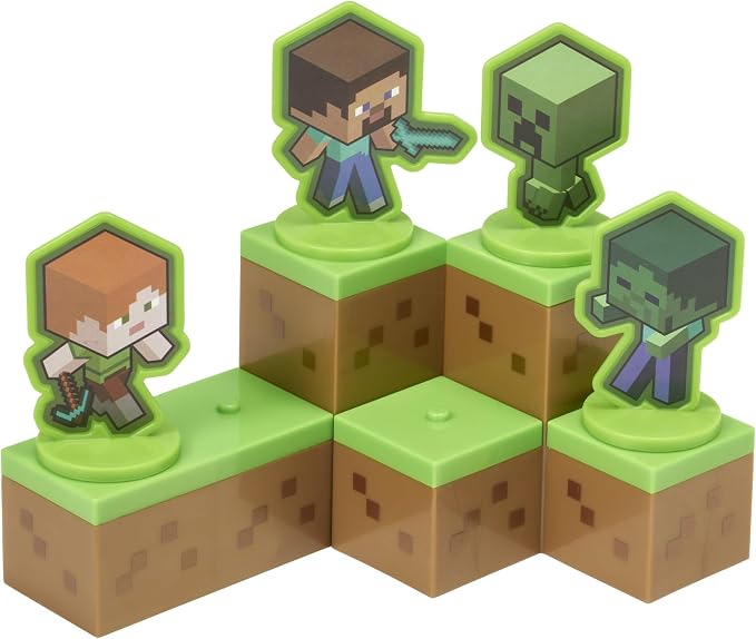 DecoSet® Mobs Beware Minecraft Cake-Topper, 6-Piece Stackable Cake-Decoration, Interlocking 3D Blocks With Characters, Food Safe Birthday Cake Decoration, 2.8 inches (W) x 2.8 inches (H) (Pack of 2)