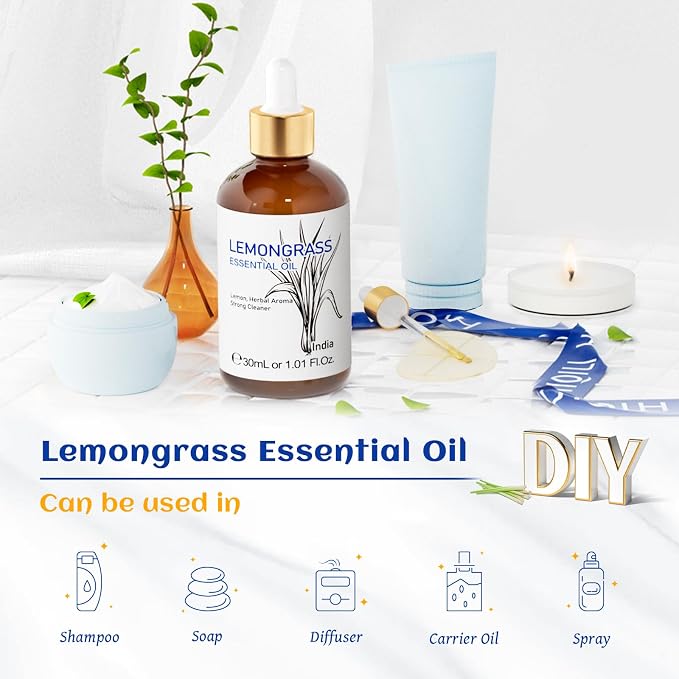HIQILI Essential Oil - Lemongrass - 1.01 Fl. Oz