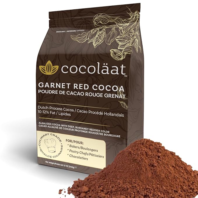 Cocoläat Garnet Red Dutch Cocoa Powder | Culinary Grade for Bakers, Pastry Chefs, & Chocolatiers | 10/12% Cocoa Butter | Resealable Pouch | 2 lb, 907 g