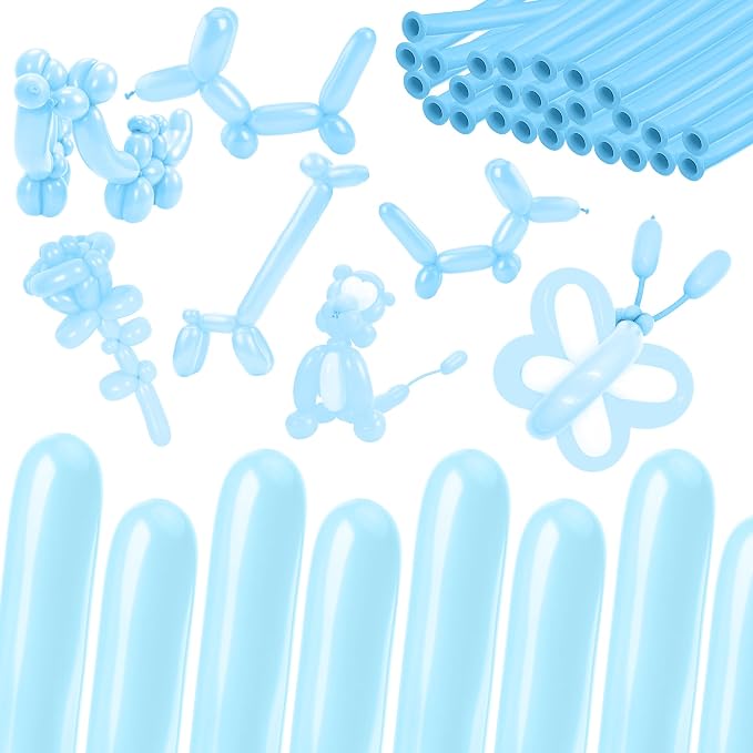 260 Macaron Blue Balloons, Kit Including 50 Long Balloons for Arch and Balloon Animals
