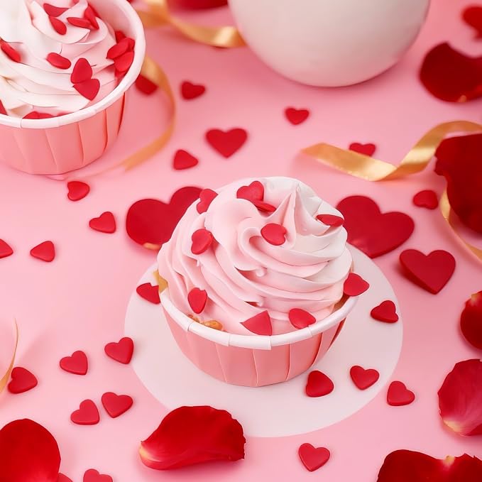 Red Heart Sprinkles for Baking Edible, Mothers Day Sprinkles for Cake, Cupcake, Cookies, and Ice Cream Toppings