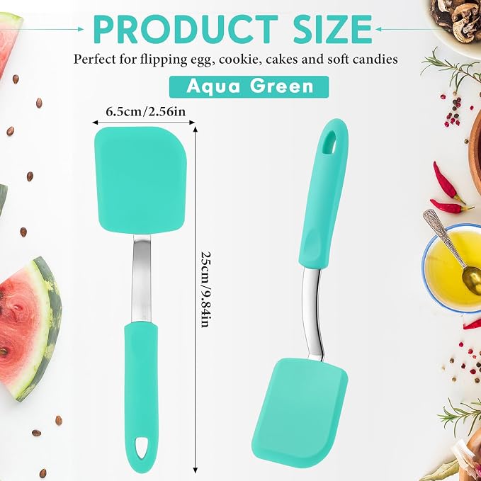 Small Silicone Spatula Flexible Silicone Cookie Spatula Heat Resistant Small Pancake Turner for Kitchen Use Nonstick Cookware No Scratch Cooking Flipper for Egg Pancake