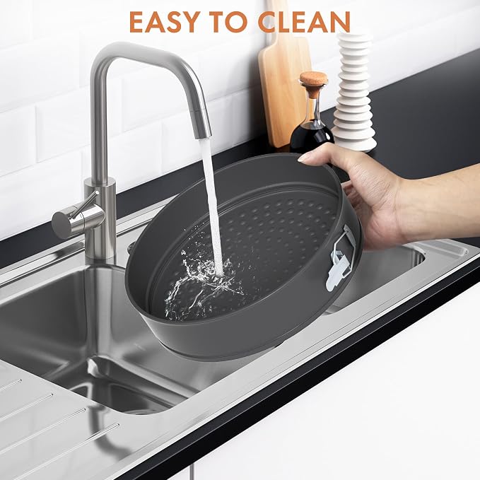 ENLOY Springform Cake Pan Set of 3, Non-Stick Leak-Proof with Removable Bottom, 7.5/8.5/9.5 Inch, Multi-Shape with Secure Latch, Perfect for Cheesecake, Round Cakes & Baking, Oven & Dishwasher Safe