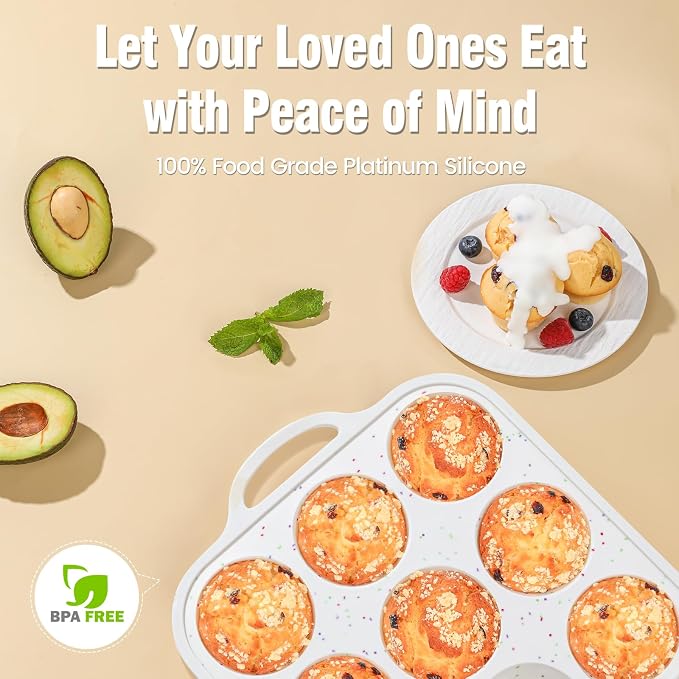 Silicone Muffin Pan for Baking with Metal Reinforced Frame, Nonstick Cupcake Pan 1 Pack Regular Size Egg Bites Silicone Mold
