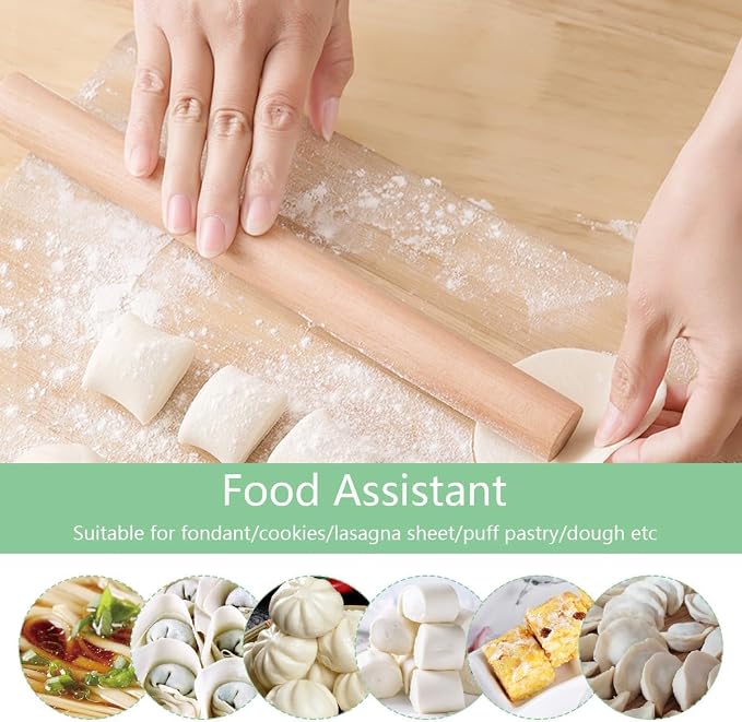 Professional Beech Wood Rolling Pin 29cm - Smooth Non-Stick Design, No Handle, Suitable for Baking Pizza/Pie/Cookies/Dumpling Wrappers/Pastry Dough.