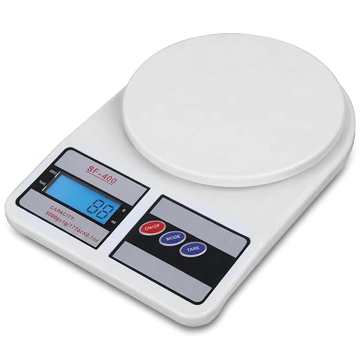 Digital Food Scale 10KG/1g Small Kitchen Weighing Scale with LCD Display, Portable Gram & Ounce Weight Measuring Device for Baking, Cooking, Travel, Accurate Smart Food Measuring Tool