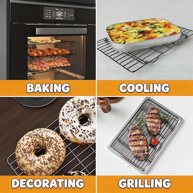Antenat 3-Tier Stackable Cooling Rack – 15.8"x10" Heavy Duty with Legs,Collapsible & Stackable For batch cooling cookies,Cake, Pizza, Bread, Sourdough, Oven & Dishwasher Safe
