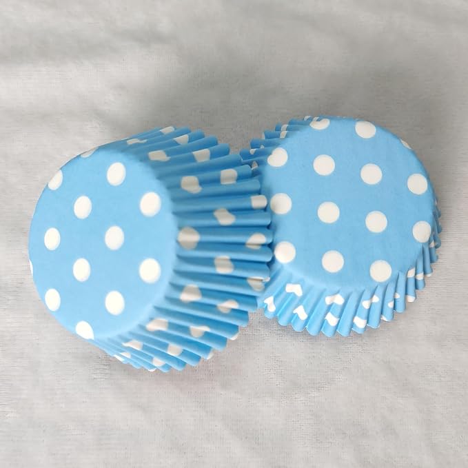 Baby Blue Polka Dot Birthday Paper Muffin Cupcake Liners case Baking Cups 100 pcs,Standard Size 2x1.25inch