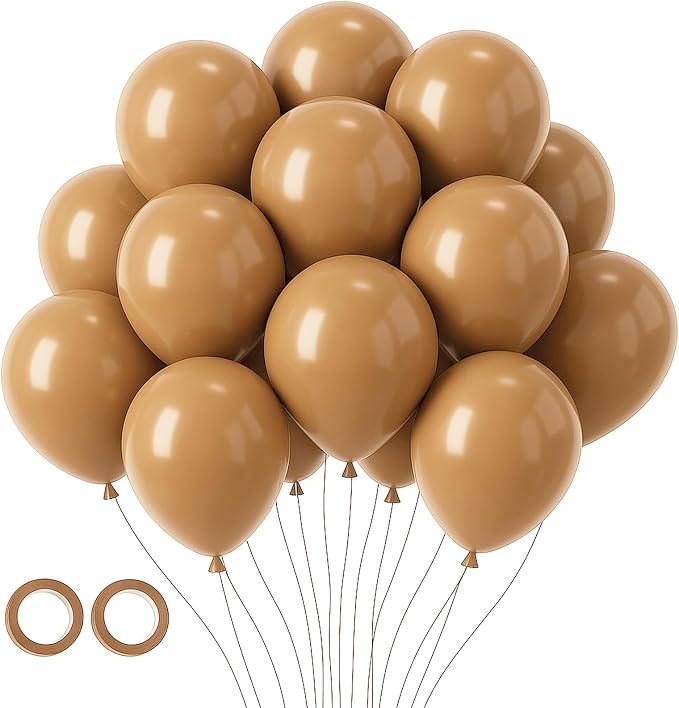 Voircoloria 105pcs Brown Balloons 12inch Party Latex Balloons for Boys Girls Birthday Baby Shower Gender Reveal Wedding Sunflower Party Decorations