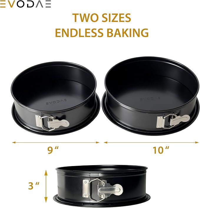 Springform Pan 9 Inch and 10 Inch Set, Nonstick Leakproof Springform Cake Pans, Cheesecake Pan, Removable Bottom, Carbon Steel Baking Pan, Dishwasher Safe, Gift Ready Box