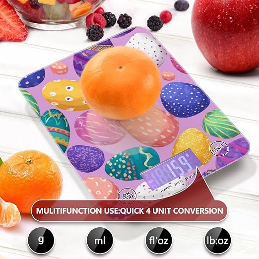 Food Scale Kitchen Scale for Baking Cooking Digital Food Weighing Measuring Scale Small Waterproof Electric Food Scale Colorful Cute Easter Eggs