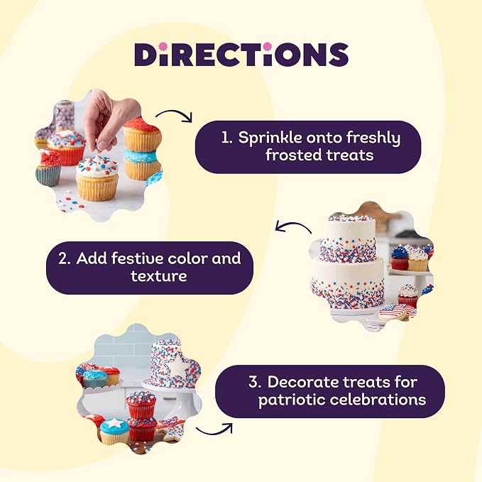 Wilton Patriotic Edible Sprinkle Mix - Includes Red, White & Blue Stars, Nonpareils & Jimmies - Great for Holiday Cupcakes, Brownies & Cookies - 3.8 oz