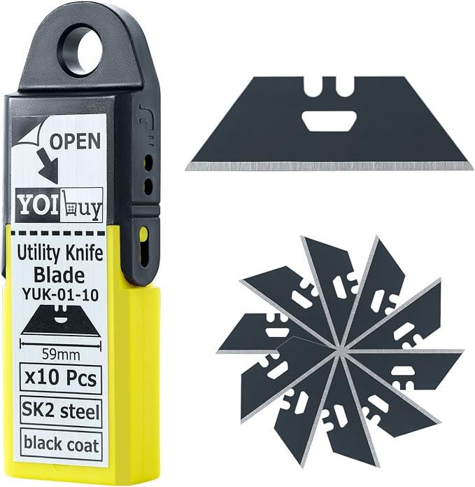 YOIbuy PRO Replacement Blades for Scraper Cutters, 10pcs Case, SK2 Material, Black Rust Prevention, Heat Treated