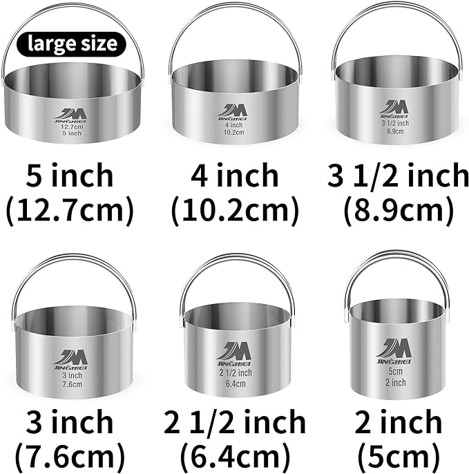 Biscuit Cutter Set for baking 2inch 2.5inch 3inch 3.5inch 4inch 5inch large size Round Cookies Cutter with Handle Professional Baking Dough Tools 6pcs set