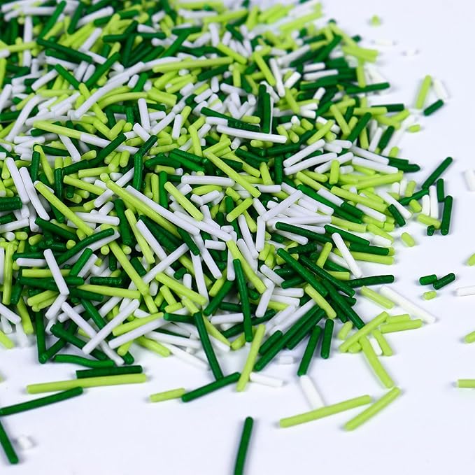 Edible St Patrick's Day Sprinkles, White and Green Sprinkles, Green Jimmies, White Jimmies for Baking, Cakes, Cupcakes, Cookies, Ice Creams(4.2oz/120g)