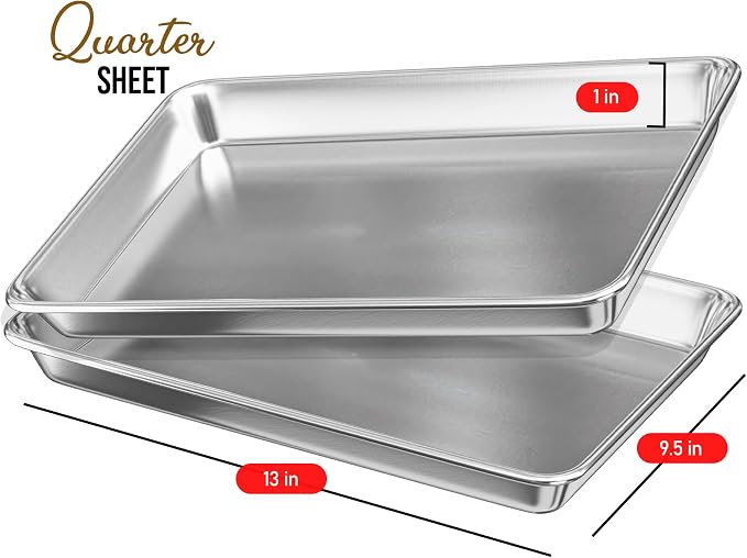 Eatex Aluminum Baking Sheet, Steel Cookie Sheet, 9x13 Baking Pan, Warp and Rust Resistant Cookie Sheets for Baking Nonstick, Baking Sheets for Oven, Quarter Sheet Pan, Durable Sheet Pans for Baking