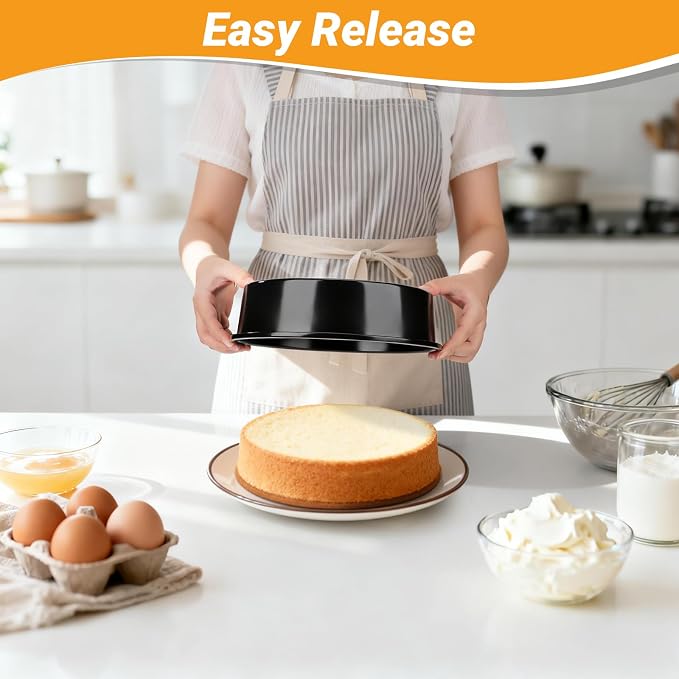 Beasea 10 Inch Cake Pan Set of 3, Large Carbon Steel Round Cake Pans for Baking, Heavy Duty Large Cheesecake Mold Tin Bakeware for Birthday Party Wedding