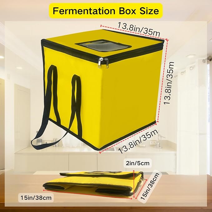 Cloud Fire1.5 cu ft Foldable Dough Proofing Box with PID Temperature Control, NTC Sensor, Bread Proofer with 34–122°F Range & Timer, Fermentation Box for Sourdough, Yogurt, Natto, Yellow