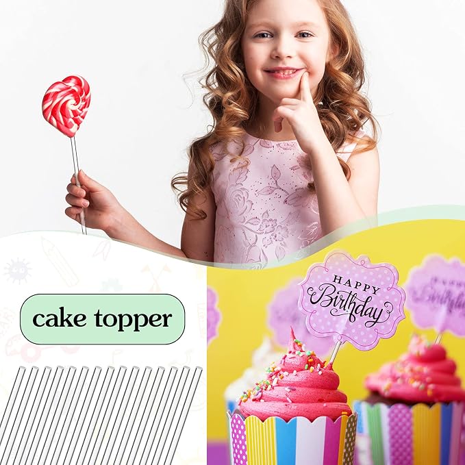 Zopeal 200 Pcs Acrylic Lollipop Sticks Clear Cake Pops Rods Cake Topper Candy Cupcake Treat Stick for Wedding Chocolate Cookie Dessert Handmade DIY Crafts Party Decor Gardening(4 x 0.12 Inches,Clear)