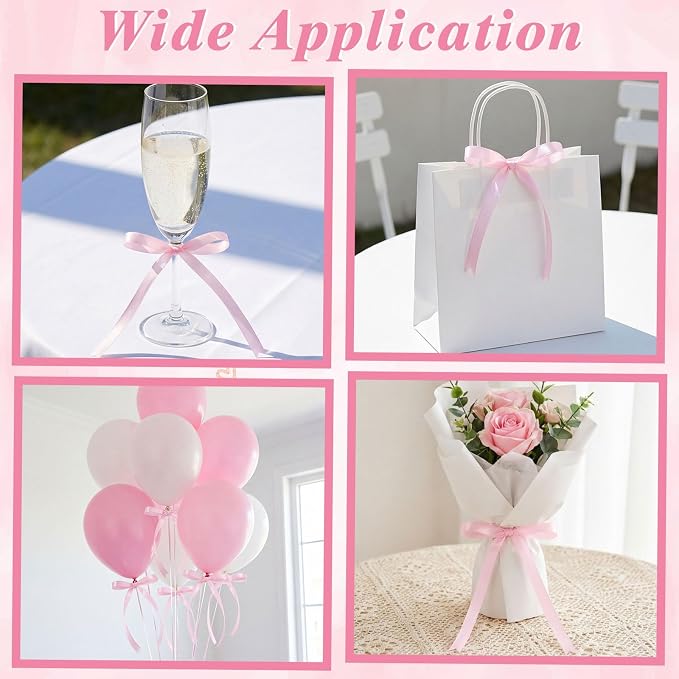Bow Cake Toppers 18 PCS Pink Ribbon Bows for Cake with 1 PCS Happy Birthday Cakes Topper Coquette Themed Bow Birthday Decorations for Wedding, Bridal Shower, Baby Shower, Bachelorette