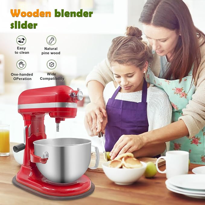 Bamboo Mixer Slider Compatible with Kitchen aid Bowl Lift 5-8 Qt Stand Mixer - Kitchen Countertop Storage Mover Sliding Caddy for Kitchen Aid 5-8 Qt Mixer (5-8 Qt - Brown)