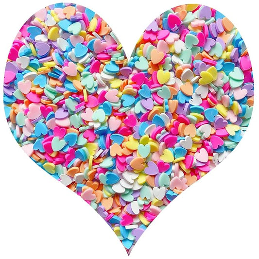 EHOPE 50g Fake Sprinkles Resin Sprinkles Fake Candy Sprinkles Clay Sprinkles Polymer Sprinkles Polymer Clay Slices for Nail Art DIY Crafts Cake Phone Case(Green Heart Slices-03)