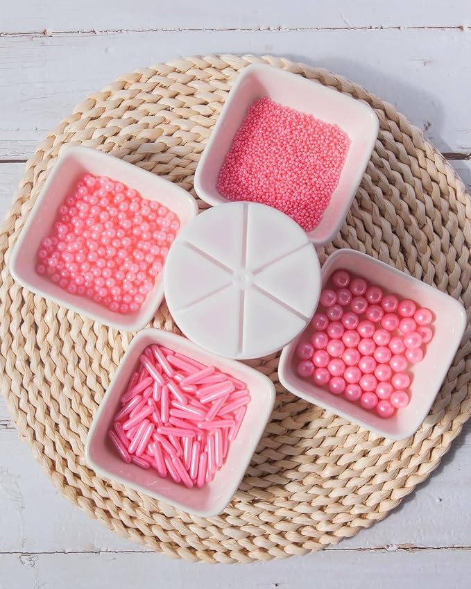 Sprinkles for Baking Edible Sugar Confetti 10.8oz, Nonpareils & Sugar Pearls - Six Pearl Sprinkles Mix Cake Decorations, Cookies, Cupcakes, Dessert Toppings (Spring Pastel Colors) pink