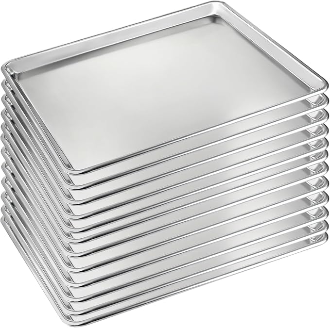 12 Pack Half Size Baking Sheet Pan Set, Aluminum Commercial Quality Cookie Sheet for Baking or Roasting, Large Thick Baking Tray Prevents Warping, 13" × 18" Cookie Tray Pan