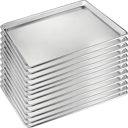 12 Pack Half Size Baking Sheet Pan Set, Aluminum Commercial Quality Cookie Sheet for Baking or Roasting, Large Thick Baking Tray Prevents Warping, 13" × 18" Cookie Tray Pan
