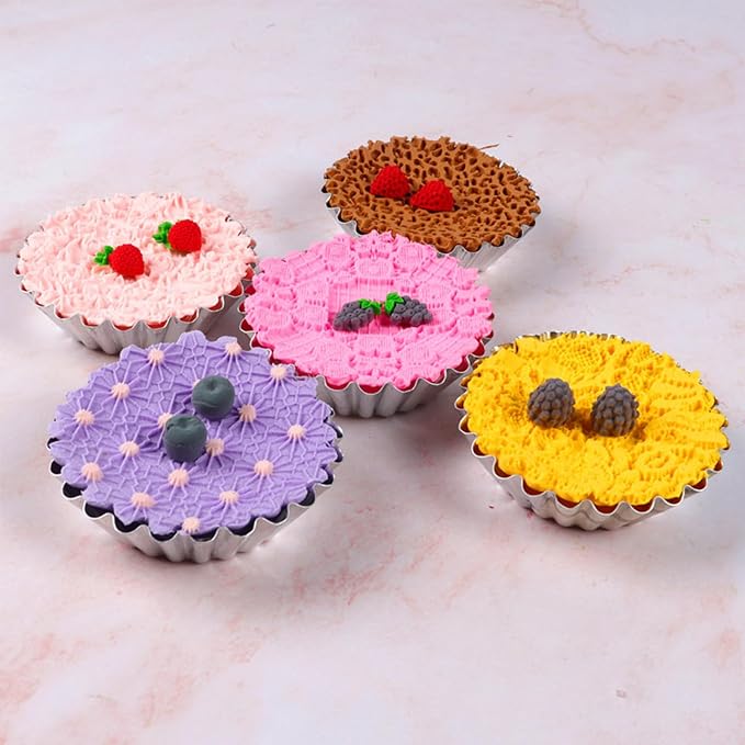 Silicone Texture Mats for Cake Decorating, Fondant Impression Mat, Cake Silicone Embossing Molds, Purple Lace Pattern for Cupcake Topper Clay Texture Stamp Birthday Set of 5