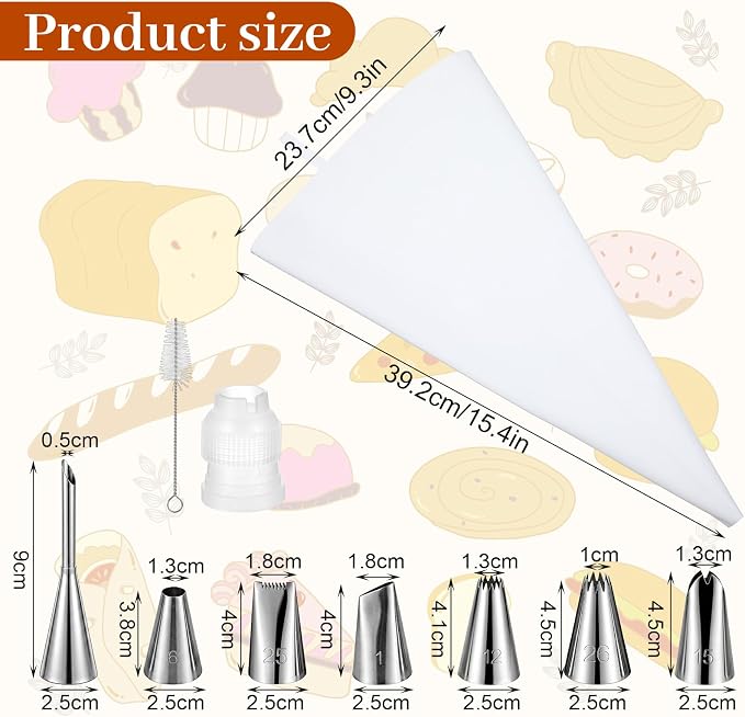 56 Pcs Reusable Piping Bags and Tips Set Frosting Piping Kit for Home | 16"Pastry Bags for Cake Decorating Cupcakes & Cookies with 48 Frosting Tips 2 Leak-Proof Cotton Icing Bags for Baker Beginner