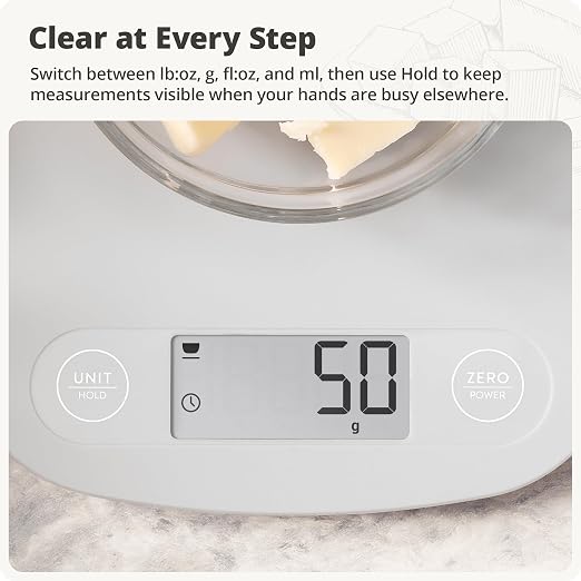 Greater Goods Food Scale – Digital Kitchen Scale, 1g Precision, Easy-Tare & Quick Conversion, Slim Compact Design, Durable & Portable | Ideal for Cooking, Baking & Meal Prep (Ash Gray)
