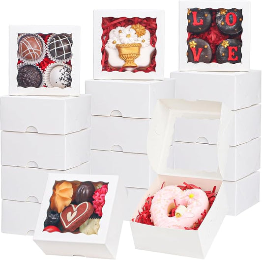 90 Pack White Bakery Boxes 4x4x2 Inches Cookies Boxes Mini Bundt Cake Boxes Pie Boxes Cinnamon Roll Treat Boxes Chocolate Truffle Boxes Party Wedding Favor