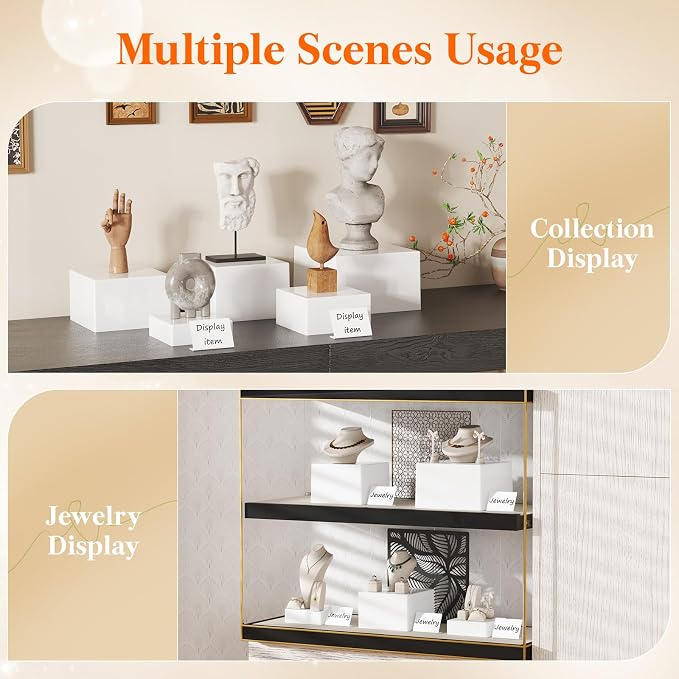 Lifewit 5 PCS Buffet Risers and Stands, Up to 25 cm/10" Food Risers for Buffet Table, Catering Dessert Cake Holder for Party, Jewelry Display Shelf, Nesting Cube Boxes, (6",6",7.8",8.3",10") White