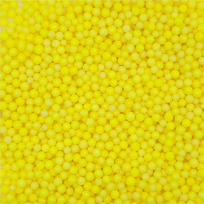 NCS Neon Yellow (Under Blacklight) 4mm Edible Sugar Pearls Sprinkles – Cupcake, Cake, Cookie & Baking Decorations, 7 oz