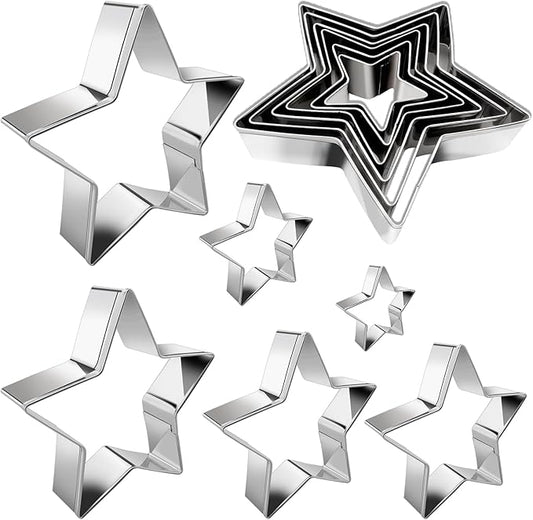 Star Cookie Cutter Set 6pcs Star Shaped Mold Metal Cookie Cutters Sandwiches Cutter Shapes Biscuit Mold for Kids Holiday Birthday Party
