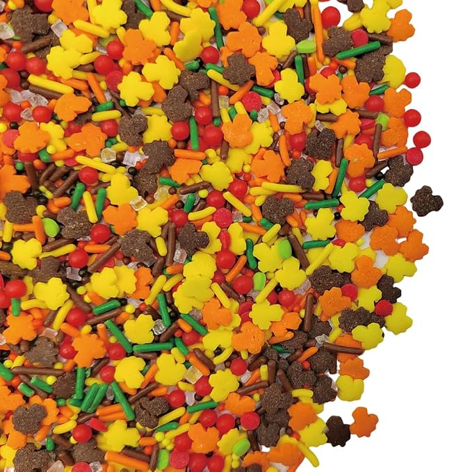 Homankit Thanksgiving Sprinkles Autumn Fall Sprinkles Edible Maple Leaves Confetti Sprinkle for Baking Cake Cupcake Toppers Cookie Donut Dessert Decoration 3.53 Ounces