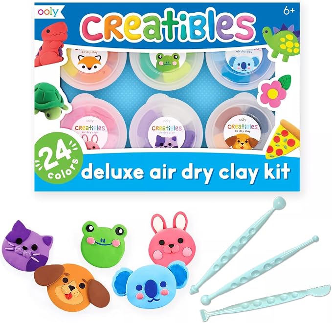 Ooly Air Dry Clay for Kids, 24 Colors Modeling Clay with 3 Shaping Tools, Play Dough Gifts for Kids, Craft Supplies - Creatibles