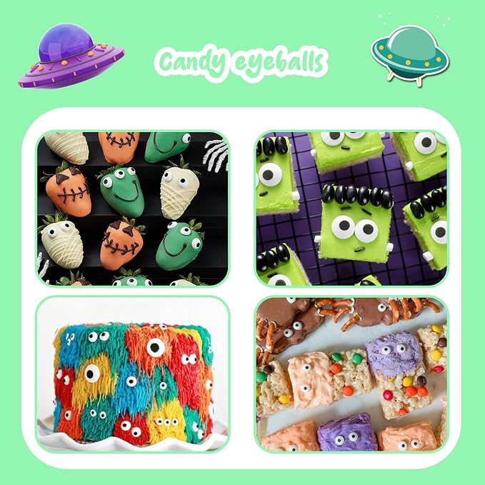 LEBERY Candy Eyeballs Eyes Cake Cupcake Toppers Halloween Sprinkles, Edible Eyes Candy Eyes for Decorating Eyes Sprinkles Edible Eyeballs for Halloween Christmas Baking Cookie Decorations - 3 oz
