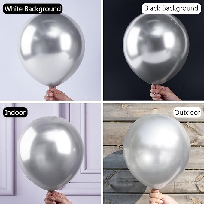 PartyWoo Silver Balloons 100pcs 12 Inch Silver Latex Helium Balloons for Birthday Wedding Anniversary Graduation Bachelorette Engagement Bridal Shower Retirement Party Decorations Silver-G102