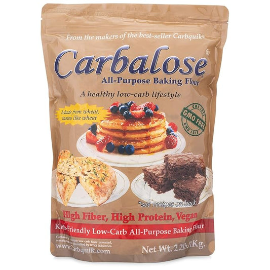 Carbalose Low Carb Flour, 2.2 lb Resealable Pouch – 90% Fewer Net Carbs – Wheat-Based for Bread, Pizza Crust, Cookies, Cakes, Pancakes and Waffles.