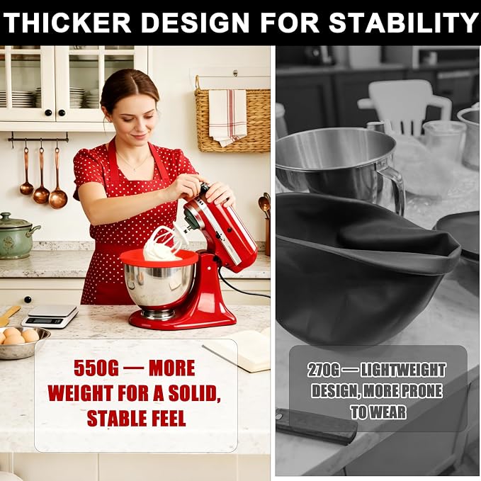 5 Qt Tilt-Head silicone liners for kitchenaid stand mixer, Silicone Bowl Liners with Lids, Kitchen Aid Accessories and Attachments for Baking and Cooking (1pcs Red)
