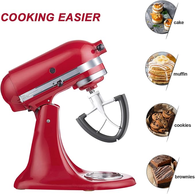 Flex Edge Beater for KitchenAid Mixer, 4.5-5 Quart for KitchenAid Mixer Attachments, Fits Tilt-Head for Kitchen Aid Paddle with Scraper for Kitchen Aid Accessories and Attachments by HOZODO