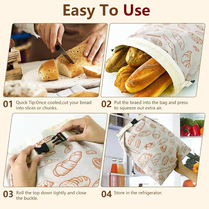 Beeswax Bread Bags for Homemade bread,2 Pack Sourdough Bread Bags,Reusable Bread Bourdough Storage