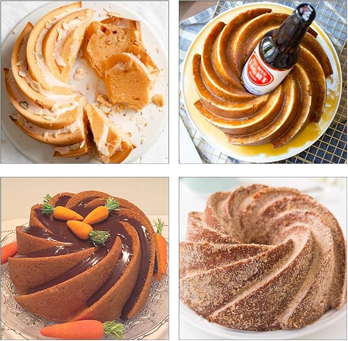 Joyeee 9.6'' Spiral/Burgundy Wine Cake Mold Pan, Silicone Baking Mold for Birthday Cake, Muffin, Bread, Pie, Flan, Tart, Mousse, Cheesecake - Non-Stick Baking Trays - Great For Parties, Holidays